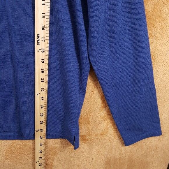 JOHN VARVATOS Polo Shirt Mens Large Blue Pullover Waffle Knit VNeck MORRIS $148 - Picture 8 of 9